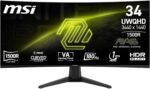 MSI mag 346CQ – Monitor 34" UWQHD, 3440 x 1440, 1500R, Gaming Monitor, VA, 180Hz,1ms, HDR Ready, Eye Care, HDMI 2.0b, DP 1.4a, Frameless, Adjustable Tilt, VESA Stand, Black - Imagen 7