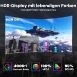 Amzfast Curved Gaming Monitor 27'' - 240Hz, 1ms MPRT, Adaptive Sync, HDR10, DCI-P3 95%, Anti-Flicker/Glare, Low Blue Light, 1500R, VESA Mount, HDMI 2.0/DisplayPort, mit DP-Kabel, AMZG27C1 Pro - Imagen 6