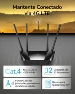Cudy New LT400 4G LTE WiFi Router 300Mbps, Compatible with All Carriers, FDD and TDD, Qualcomm Indoors, No Configuration Needed, VPN, DDNS - Image 3