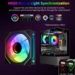 QUMOX 120mm Reverse Input Fan, Infinity Mirror Design, PWM Control and ARGB Effect, Hydraulic Bearing for Quiet Operation (3 Pack) - Imagen 4