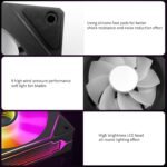 QUMOX 120mm Reverse Input Fan, Infinity Mirror Design, PWM Control and ARGB Effect, Hydraulic Bearing for Quiet Operation (3 Pack) - Imagen 8