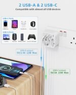 France to UK Travel Connector with 4 USB Outlets (2 USB-C) Dual Output Travel Adapter Schuko to Type G Connector for Ireland, Malta, White - Imagen 5