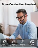 MONODEAL Bone Conduction Headphones with Microphone, Bluetooth 5.3 Open-Ear Open Earphones with Noise Cancelling Boom Microphone for Work, Driving, Home Office - Imagen 3