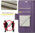 iPhone 14 Case, Magnetic Closure Case, PU Leather Wallet with [RFID Blocking], Stand, Card Slot, Book Case, Case for iPhone 14, Purple - Imagen 3