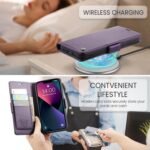 iPhone 14 Case, Magnetic Closure Case, PU Leather Wallet with [RFID Blocking], Stand, Card Slot, Book Case, Case for iPhone 14, Purple - Imagen 5