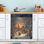 Hermoso paisaje de nieve de Navidad, cubierta magnética impermeable para lavavajillas, calcomanía magnética para refrigerador, decoración de gabinete, electrodomésticos para el hogar, cocina, - Image 6