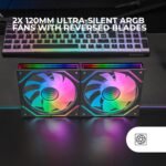 Mars Gaming MF-3DPROX2R, Kit 2x 120mm Fans, Inverted Blades, ARGB Triple Infinity Mirror 360° Lighting, PWM Control, FDB Bearings, PC Fans with Full ARGB Compatibility, Black - Imagen 3