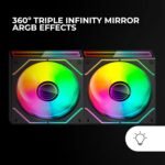 Mars Gaming MF-3DPROX2R, Kit 2x 120mm Fans, Inverted Blades, ARGB Triple Infinity Mirror 360° Lighting, PWM Control, FDB Bearings, PC Fans with Full ARGB Compatibility, Black - Imagen 4