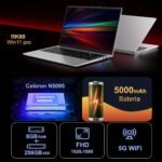 Ruzava Celeron N5095 Laptop 15.6 Inch 2.9 GHz Win11 Pro 8GB 256GB SSD Expansion 1TB 5G WiFi BT4.2 HDMl USB 3.0 Portable with Wireless Mouse and Spanish Keyboard Membrane – Silver-003 - Image 3