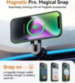 CANSHN Magnetic Matte Case for iPhone 13/14, Compatible with MagSafe, Military Grade Protection, Translucent Matte Back Slim Shockproof Case 6.1" - Dark Green - Imagen 4