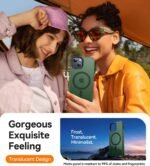 CANSHN Magnetic Matte Case for iPhone 13/14, Compatible with MagSafe, Military Grade Protection, Translucent Matte Back Slim Shockproof Case 6.1" - Dark Green - Imagen 8