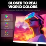 CRUA 24" Curved Gaming Monitor, 165Hz/200Hz Computer Monitor, FHD 1920x1080, 99% sRGB, AMD FreeSync, Blue Light Filter, for Gaming & Office, Wall Mountable- White - Image 4