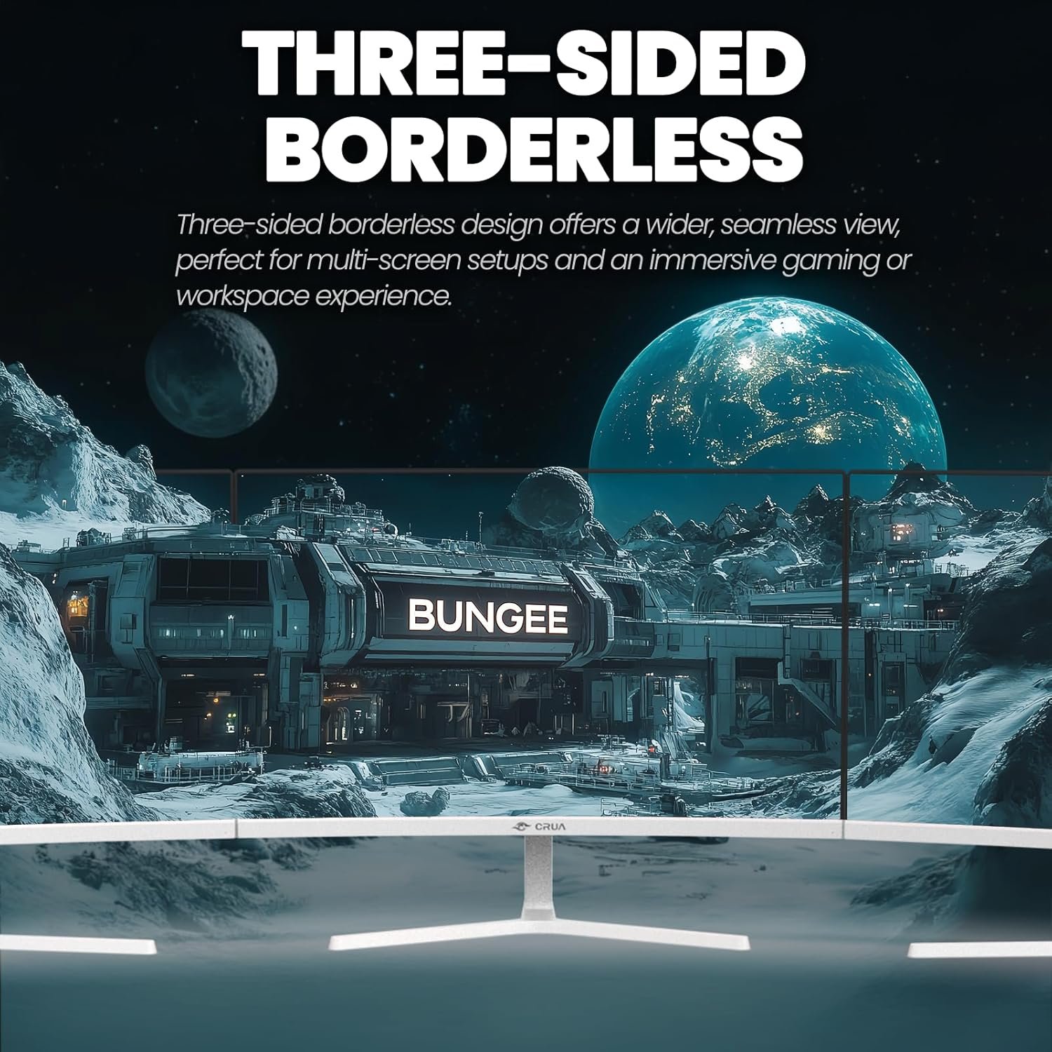 CRUA 24" Curved Gaming Monitor, 165Hz/200Hz Computer Monitor, FHD 1920x1080, 99% sRGB, AMD FreeSync, Blue Light Filter, for Gaming & Office, Wall Mountable- White - Image 5