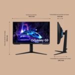 Samsung LS27DG300EUXEN 27" Odyssey G3 Full HD Gaming Monitor (1920 x 1080, 16:9, 180Hz, 1ms, IPS Panel, AMD FreeSync, Eye Saver Mode, Flicker Free), Black, 2024 Version - Image 6