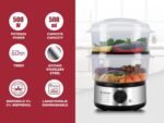BEPER BC.261 5 Litre Steamer with Timer – Steamer Cooking Steamer Rice, Fish, Ravioli, Vegetables and Meat, BPA Free - Imagen 3