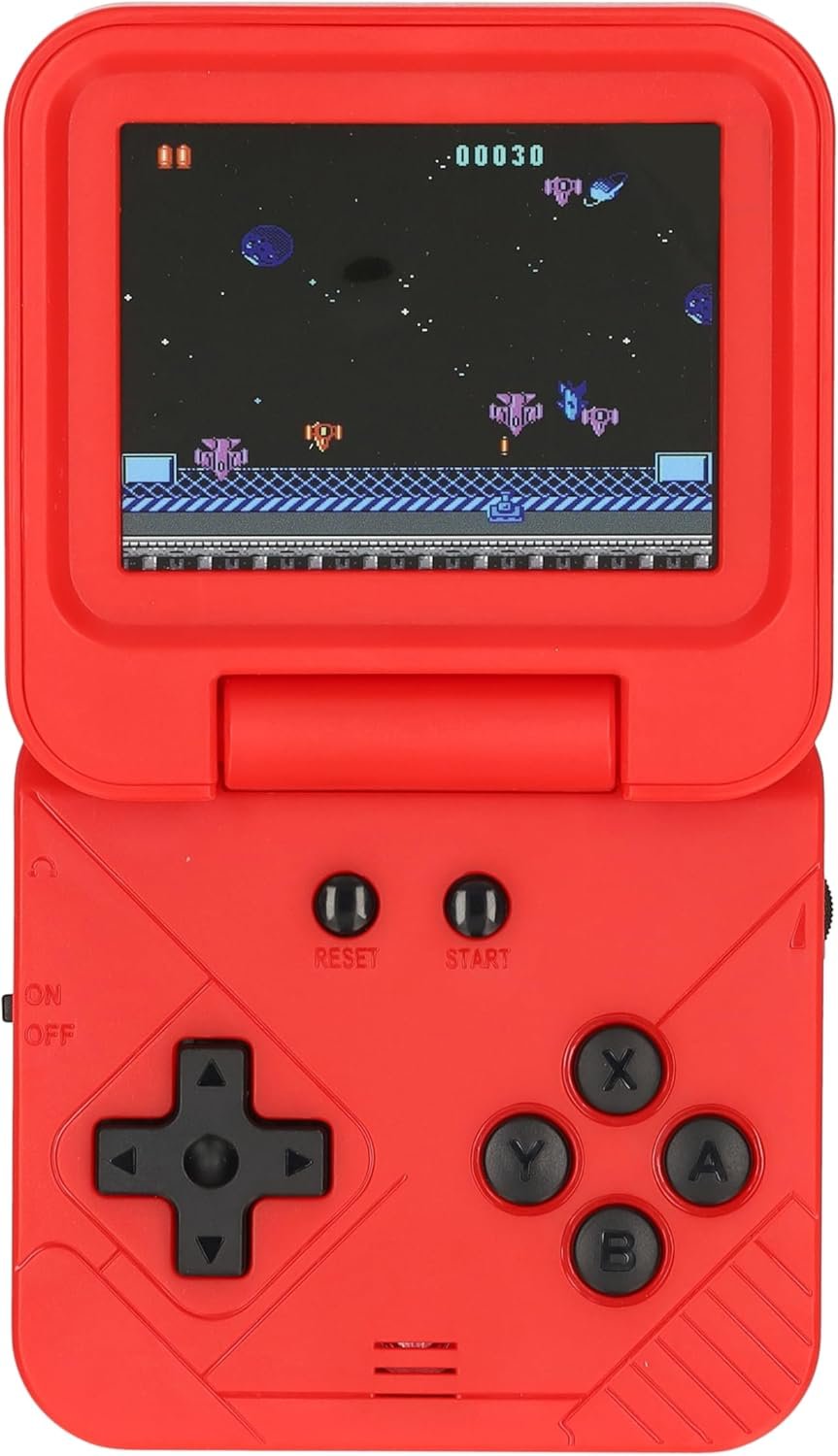 Silvergear® Consola de juegos portátil retro plegable en color rojo | 240 juegos clásicos | Consola de videojuegos compacta para niños y adultos | Pantalla a color de 2,8 pulgadas - Imagen 3