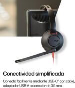 Poly Blackwire 5220 wired headset - Flexible boom microphone with noise cancellation - Ergonomic design - Connection to PC/Mac or mobile phone via USB-C, USB-A or 3.5mm jack - Image 7