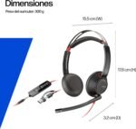 Poly Blackwire 5220 wired headset - Flexible boom microphone with noise cancellation - Ergonomic design - Connection to PC/Mac or mobile phone via USB-C, USB-A or 3.5mm jack - Image 8