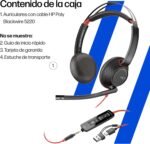 Poly Blackwire 5220 wired headset - Flexible boom microphone with noise cancellation - Ergonomic design - Connection to PC/Mac or mobile phone via USB-C, USB-A or 3.5mm jack - Image 9