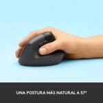 Logitech Lift Ergonomic Vertical Mouse, Wireless, Bluetooth or Logi Bolt USB Receiver, Silent Clicks, 4 Buttons, Compatible with Windows/macOS/iPadOS, Laptop, PC - Graphite - Image 4