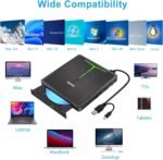 Guamar External CD DVD Drive, USB 3.0 Type C CD/DVD ROM +/-RW Reader Burner with SD/TF Slot and 2 USB/Carrying Case, Portable Optical Disc Drive for Laptop PC Desktop - Image 4