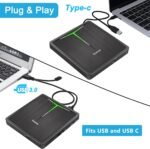 Guamar External CD DVD Drive, USB 3.0 Type C CD/DVD ROM +/-RW Reader Burner with SD/TF Slot and 2 USB/Carrying Case, Portable Optical Disc Drive for Laptop PC Desktop - Image 6