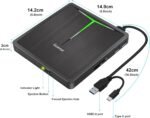 Guamar External CD DVD Drive, USB 3.0 Type C CD/DVD ROM +/-RW Reader Burner with SD/TF Slot and 2 USB/Carrying Case, Portable Optical Disc Drive for Laptop PC Desktop - Image 8