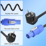 CERRXIAN 6.5FT EU Conversion Cable for PowerCon AC, 3 Pin 1.5mm² 15awg 90 Degree EEC 7/7 Male to PowerCon A Type Audio Speaker Altator Power Cable (2M) - Image 4