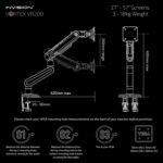 Invision VORTEX Soporte Brazo Monitor Gaming Pantallas 27 a 57 Pulgadas | Curvo y UltraWide | Alimentación USB de 5 V | Luces LED RGB Integradas con 14 Modos | Soporta Hasta 18 kg (VR200) - Imagen 8