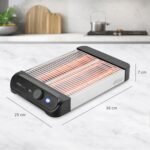 Ufesa Barley Flat Toaster, 900W with 3 Quartz Resistors, Stainless Steel Horizontal Toaster, XL Size for 4 Slices, 7 Levels, Reheat and Defrost, Crumb Tray, Pastries - Imagen 3