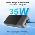 NOBIS Power Bank 20000 mAh, 35 W External Battery Fast Charging, PD3.0 QC4.0 Powerbank with 4 Outputs for MacBook, Phone 11 13 15 16 S23 S22, Airpods etc - Image 3