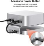 Qwiizlab Hub di supporto in alluminio con USB4 40Gbps Thunderbolt SSD Enclosure per Mac Mini M4/M4 Pro, 3 USB-A 2.0, supports M.2 NVMe PCIe SSD Fino to 8TB (Argento) - Image 3