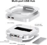 Qwiizlab Hub di supporto in alluminio con USB4 40Gbps Thunderbolt SSD Enclosure per Mac Mini M4/M4 Pro, 3 USB-A 2.0, supports M.2 NVMe PCIe SSD Fino to 8TB (Argento) - Image 5