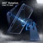 JETech Rotating Case for iPad (A16) 11th/10th Generation (2025/2022) with Pencil Holder, 360 Degree Rotation Protective Stand Cover Clear Back, Auto Wake/Sleep (Navy) - Image 4