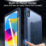 JETech Rotating Case for iPad (A16) 11th/10th Generation (2025/2022) with Pencil Holder, 360 Degree Rotation Protective Stand Cover Clear Back, Auto Wake/Sleep (Navy) - Image 6