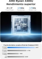 ACEMAGIC 17.3 Inch FHD Laptop Ryzen 3 4300U Up to 3.7 GHz (Exceed N95/N150/3500U/3200U) Laptop 16 GB RAM DDR4 512 GB SSD Expansion 2TB, USB, BT5, HDMI, Battery 6000mAh, Laptop Silver - Imagen 3