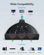 GANA HDMI Switch, 3 Inputs 1 Output Switch HDMI Splitter Supports Full HD 1080p 3D Duplicator H-dmi Thief for HDTV/Xbox/PS3/PS4/Apple TV/Fire Stick/BLU-Ray DVD-Player - Imagen 3