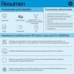 HP Color LaserJet Pro 4302fdw, A4 Color Multifunction Printer, Print, Scan and Duplex Copy, 33 ppm, N/B and Color, USB, Wi-Fi, Ethernet, Fax, Touchscreen, Blue and White - Imagen 5