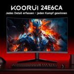 KOORUI Curved Gaming Monitor 24 Inch FHD 1080P 180Hz 1ms | 1500R VA Panel, Ultra Thin, HDMI/DP, VESA Mount, Blue Light Filter, Tilt Adjustment (Office/Gaming - Imagen 8