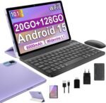 2025 Dernier 10 Pouces Tablette Android 15 Avec 5G Wi-FI 6,20 GO RAM+128 GO ROM (1To TF),Octa-Core Tablette Tactile PC,GMS,Widevine L1,6000mAh,8 MP+5 MP,Avec Clavier+Souris et CAS,Violet - Imagen 2