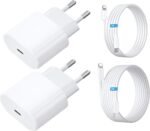 20W Dual USB C Charger with 2M Lighting Cable + 1M Lighting Cable, iPhone Charger Fast Charging for iPhone 14/13/12/11/X/8/7 - Image 2