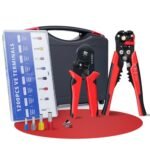 HYCHIKA Crimpadora Kit, Pelacables automático 3 en 1, Juego de alicates de corte con 1200 piezas 0,25-10mm²(AWG 24-8) Terminales, Crimpadora Punteras, Alicates de Crimpado