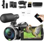 4K Video Camera, 48MP 30FPS Camcorder for YouTube, FHD1080P Video Vlogging Recorder /18X Digital Zoom /3.0'' 270°Rotation IPS Screen Camera Camcorder,with Remote / 2 Batteries - Imagen 2