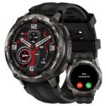 KOSPET Tank T4 Reloj Inteligente Hombre GPS, Acero Inoxidable Smartwatch Hombre, Mapas Offline & 10 ATM,50 Días de Batería, Monitoreo de Salud 24/7, Compatible con Android y iOS (Negro)