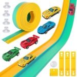 Pista Coches Flexible, Pista de Coches para Niños, Pista De Carreras Portátil para Niños, DIY Pista de Carreras Portátil de Juguete, Rampa Circuito de Carreras Dual, Regalo para Niño y Niñas