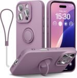 ABITKU iPhone 16 Pro Max Case with Ring Holder Slim Design Liquid Silicone Magnetic Car Mount (with Wrist Strap Lanyard), iPhone 16 Pro Max Case 6.9 - Image 2