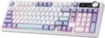 AJAZZ AK980 Mechanical Keyboard with Smart Display and Knob, 98% BT/2.4G/USB-C Trimode Wireless Keyboard Hot-Swappable PBT Keycaps with RGB Light for Win and Mac (Purple - Imagen 2