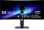 Alienware 34 240Hz QD-OLED Curved Gaming Monitor - AW3425DW - 34" WQHD (3440 x 1440) 240Hz 0.03ms, 1800R Curve, AMD FreeSync Premium Pro, VESA AdaptiveSync, DisplayVESA HDR TrueBlack 400 - Image 2