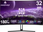 Amzfast 32-inch Curved Gaming Monitor - QHD 2560x1440, 180Hz, 1ms MPRT, Adaptive Sync, 1500R, sRGB 125%/DCI-P3 93%, HDMI 2.0×2/DP 1.4×2, VESA 100x100, Metal Support - AMZG32C1Q - Image 2