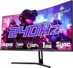Amzfast Curved Gaming Monitor 34'', 240Hz, UWQHD 3440x1440, 21:9, 1ms MPRT, Adaptive Sync, sRGB 130% / DCI-P3 98%, HDMI 2.1, DisplayPort, Eye-Care, VESA 75x75, Pip/PBP - AMZG34C5QPro - Image 2